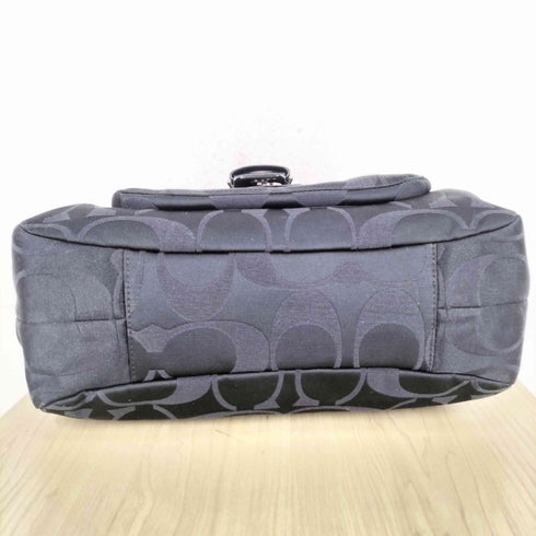 コーチ COACH シグネチャーロゴ レザー×キャンバスショルダーバッグ レディース