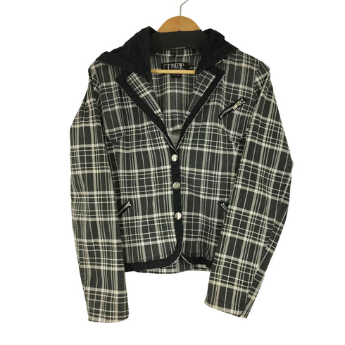 トリップニューヨークシティ TRIPP NYC チェック ジャケット 着脱フード スカルボタン レディース JPN:XL
