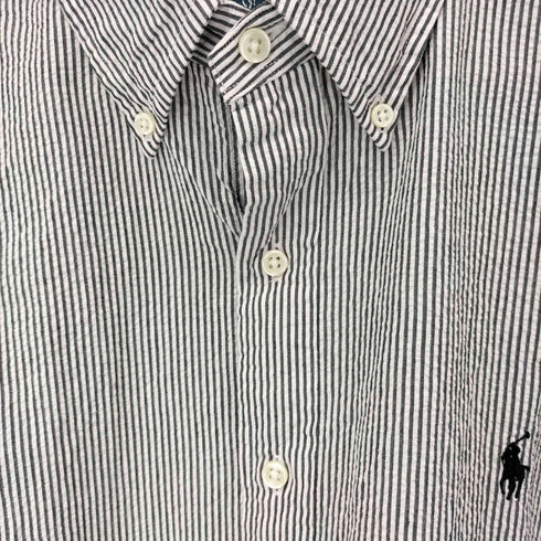 ラルフローレン RALPH LAUREN シアサッカー ストライプ BDシャツ メンズ import:XL