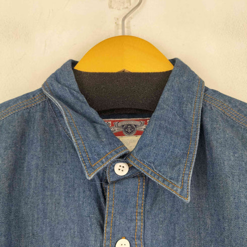 バドワイザー Budweiser 90S ロゴ刺繍 フラップポケット S/S デニムシャツ メンズ JPN:L