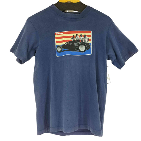 ステューシー Stussy 90S OLD USA製 紺タグ フロントプリント S/S Tシャツ メンズ import:S