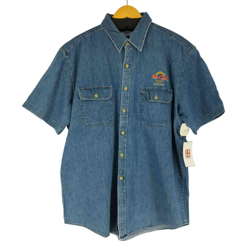 ハードロックカフェ Hard Rock Cafe 90S ロゴ刺繍 S/S デニムシャツ メンズ JPN:XL