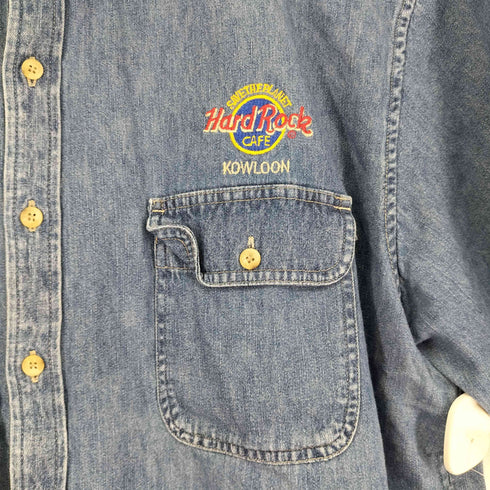 ハードロックカフェ Hard Rock Cafe 90S ロゴ刺繍 S/S デニムシャツ メンズ JPN:XL