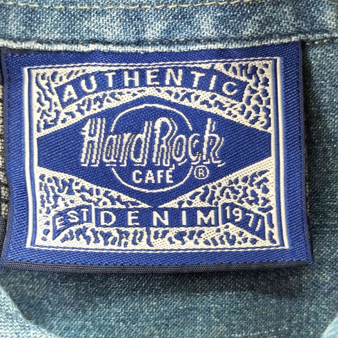 ハードロックカフェ Hard Rock Cafe 90S ロゴ刺繍 S/S デニムシャツ メンズ JPN:XL
