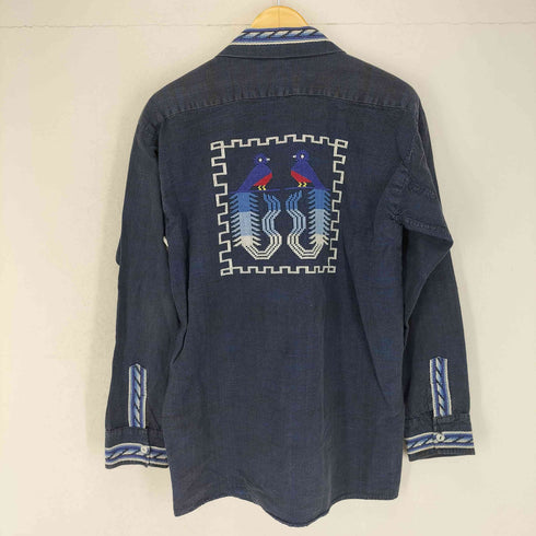 70s 総刺繍民族柄 比翼仕立て グアテマラ開襟シャツ メンズ