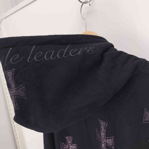 アンノウンロンドン UNKNOWN LONDON RHINESTONE CROSS ZIP-UP HOODIE ラインスト ーン クロス ジップアップ パーカー メンズ import:L