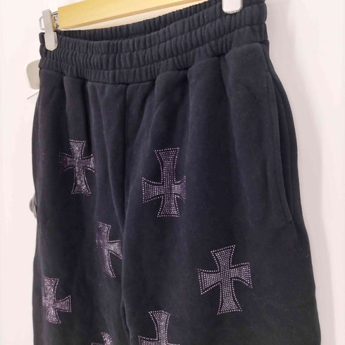 アンノウンロンドン UNKNOWN LONDON RHINESTONE CROSS SWEAT PANTS ラインストーン クロス スウェット パンツ メンズ S