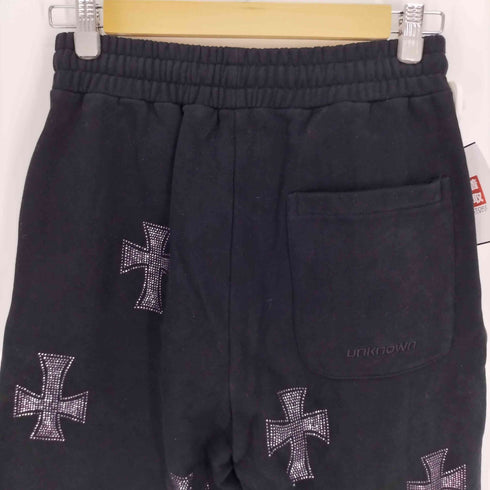 アンノウンロンドン UNKNOWN LONDON RHINESTONE CROSS SWEAT PANTS ラインストーン クロス スウェット パンツ メンズ S