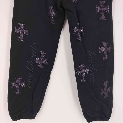 アンノウンロンドン UNKNOWN LONDON RHINESTONE CROSS SWEAT PANTS ラインストーン クロス スウェット パンツ メンズ S