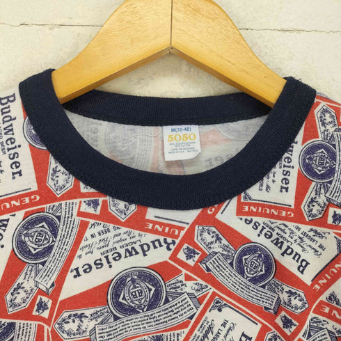 5050 裾シングル USA製 BUDWEISER リンガーTシャツ メンズ JPN:M