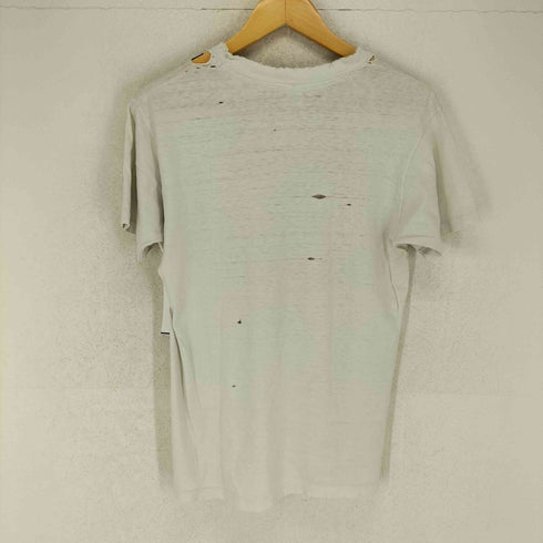 ヘインズ Hanes 80s USA製 オレンジタグ 袖裾シングル フロントプリントクルーネックTシャツ メンズ JPN:M