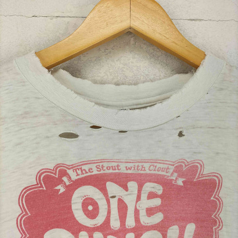 ヘインズ Hanes 80s USA製 オレンジタグ 袖裾シングル フロントプリントクルーネックTシャツ メンズ JPN:M