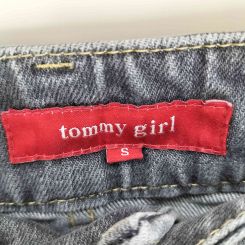 トミー TOMMY GIRL FREEDOM LOVE YOUALL 両面プリント ロゴ刺繍 デニム ショート スカート Y2K レディース M