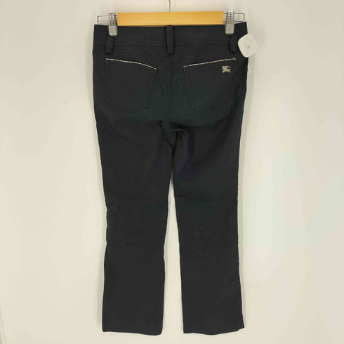 バーバリーブルーレーベル BURBERRY BLUE LABEL サイドライン 裏地 ノバチェック バックロゴ刺繍 ブーツカット フレア スリム パンツ レディース 36