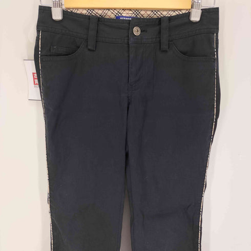 バーバリーブルーレーベル BURBERRY BLUE LABEL サイドライン 裏地 ノバチェック バックロゴ刺繍 ブーツカット フレア スリム パンツ レディース 36