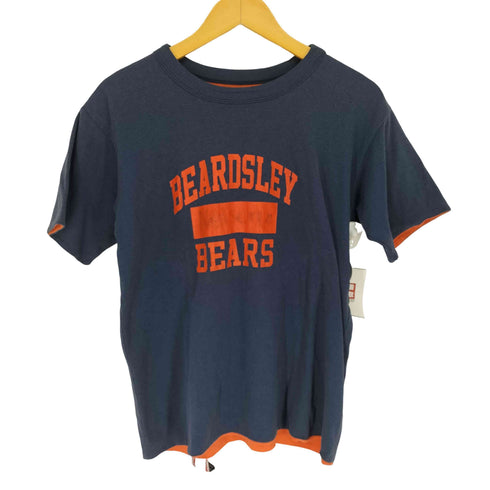 USA製 BEARDSLEY BEARS 3段ラバープリント ダブルフェイスクルーネックTシャツ メンズ JPN:L