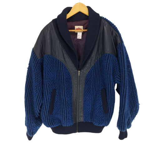 CENTRAL PARK レザー切替ニットブルゾン メンズ M