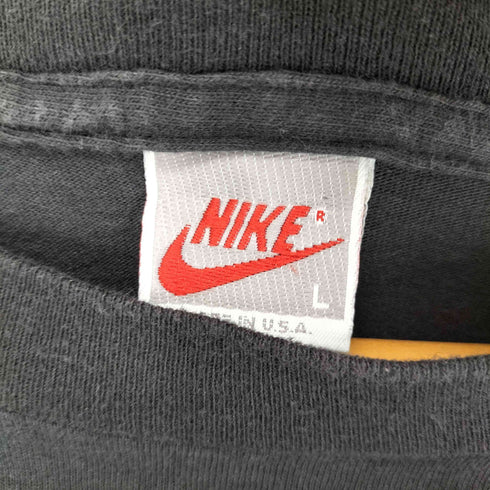 ナイキ NIKE 90s 銀タグ USA製 袖シングル フロントプリントクルーネックTシャツ メンズ JPN:L