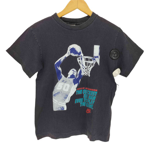 ナイキ NIKE 90s 銀タグ USA製 袖裾シングル フロントプリントクルーネックTシャツ メンズ BOY'S M