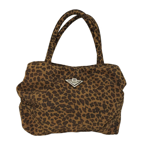 ボッテガヴェネタ BOTTEGA VENETA OLD ナイロン Bロゴ レオパード ミニ ハンドバッグ レディース