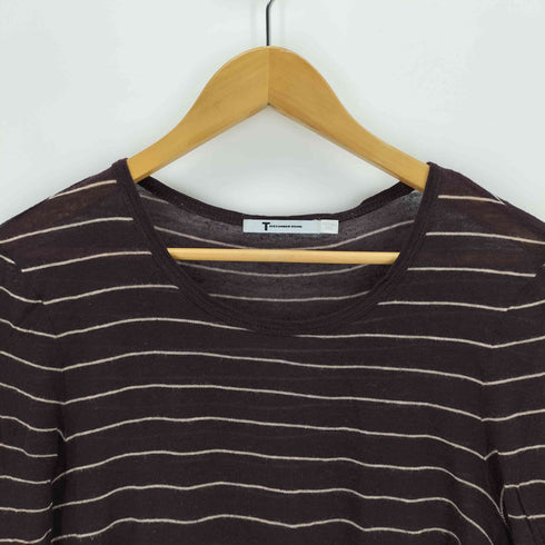 ティーバイアレキサンダーワン T by Alexander Wang リネン混 ボーダーシアーカットソー レディース XS