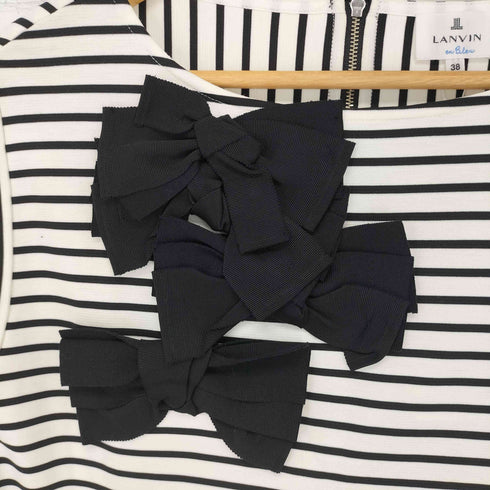 ランバンオンブルー LANVIN en Bleu リボンデザイン ボーダー カットソー レディース JPN:38