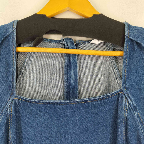 ザラ ZARA スクエアネックデニムワンピース レディース import:M