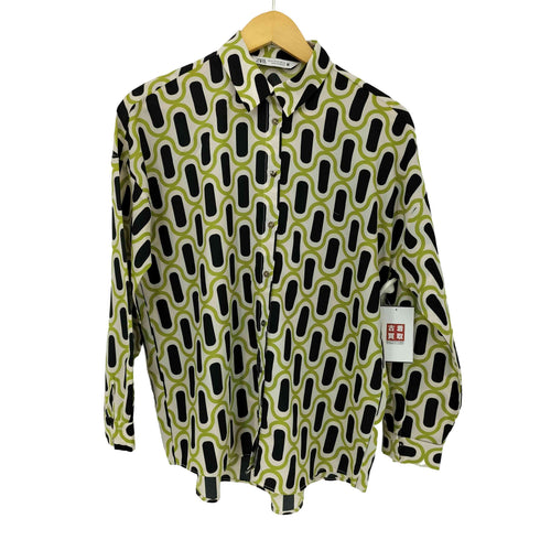 ザラ ZARA 総柄 S/L シャツ レディース import:XS