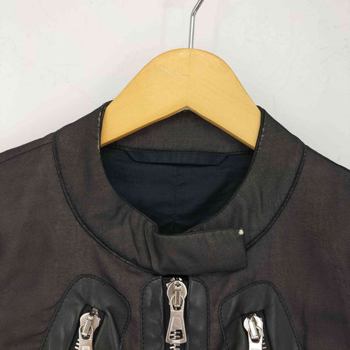 メゾンマルタンマルジェラ Maison Martin Margiela ここのえタグ シアー ラムレザー 八の字ライダースジャケット レディース 40