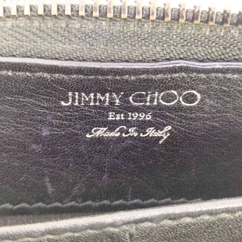 ジミーチュウ JIMMY CHOO イタリア製 スター 星 型押し レザー ラウンドジップ 長財布 メンズ