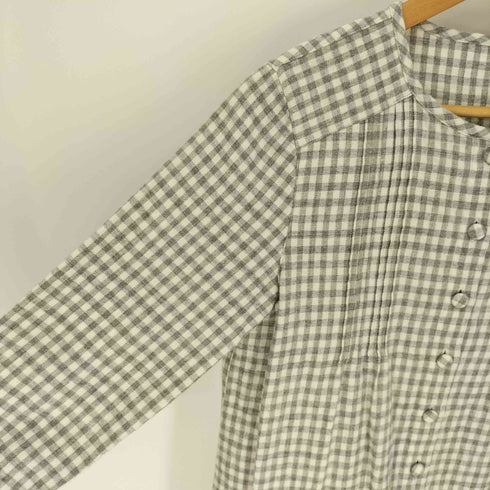 マドモアゼルノンノン mademoiselle NON NON コットン ウール ギンガムチェック ノーカラー L/S シャツ レディース JPN:M