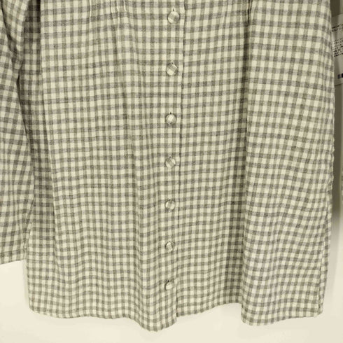 マドモアゼルノンノン mademoiselle NON NON コットン ウール ギンガムチェック ノーカラー L/S シャツ レディース JPN:M