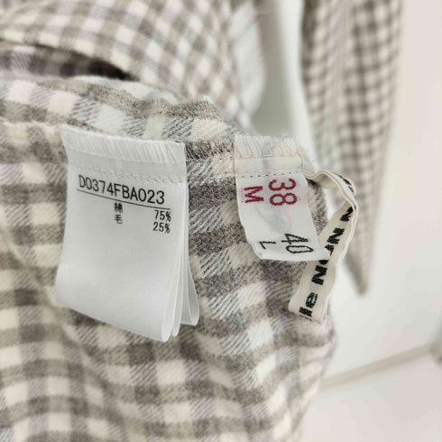マドモアゼルノンノン mademoiselle NON NON コットン ウール ギンガムチェック ノーカラー L/S シャツ レディース JPN:M