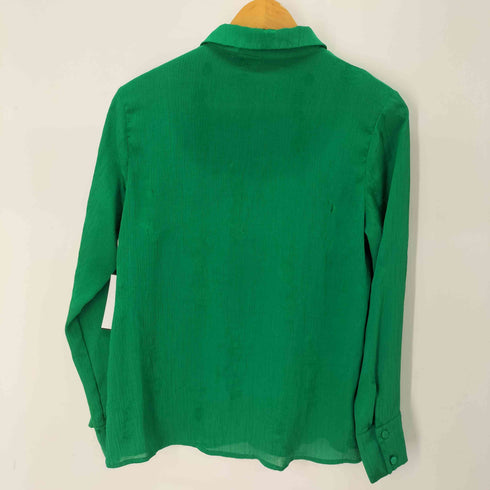 ザラ ZARA L/S 刺繍デザインプリーツブラウス レディース import:M