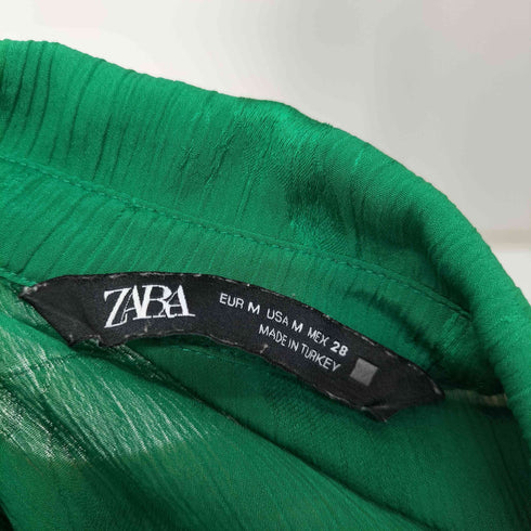 ザラ ZARA L/S 刺繍デザインプリーツブラウス レディース import:M