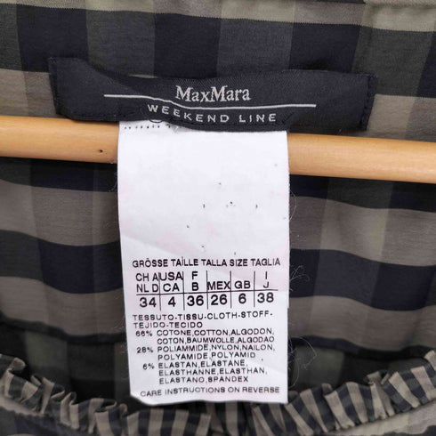 マックスマーラウィーケンドライン Max Mara WEEKEND LINE ミックスファブリック ギンガムチェック フリル ノーカラー ワンピース レディース 38