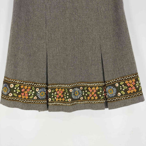 マックスマーラウィーケンドライン Max Mara WEEKEND LINE ウール 花柄 刺繍 切替 サイドジップ フレア スカート レディース 38
