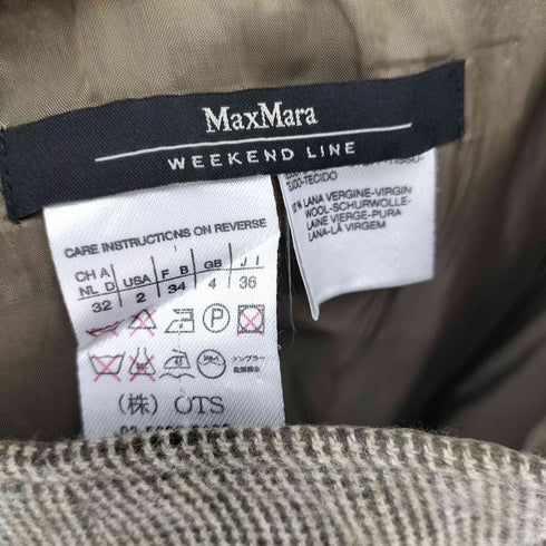 マックスマーラウィーケンドライン Max Mara WEEKEND LINE ウール 花柄 刺繍 切替 サイドジップ フレア スカート レディース 38