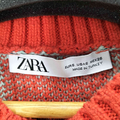 ザラ ZARA フラワーデザイン クルーネックニット レディース