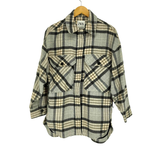 ザラ ZARA オーバーサイズチェックシャツジャケット メンズ import:XS