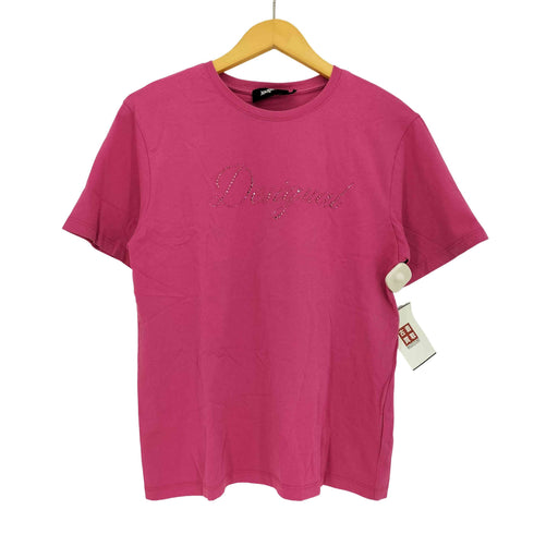 デシグアル Desigual ラインストーン ロゴ クルーネックTシャツ レディース import:S