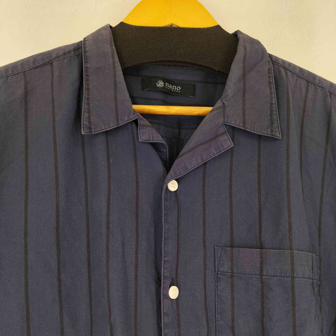 ナノユニバース NANO universe ストライブ S/S 開襟シャツ メンズ JPN:XL