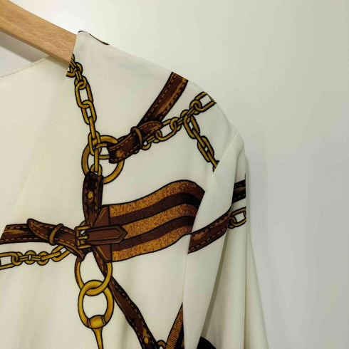 ローレンラルフローレン LAUREN RALPH LAUREN ベルト柄 カシュクールロングワンピース レディース import:S