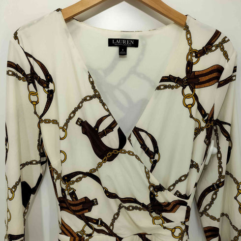 ローレンラルフローレン LAUREN RALPH LAUREN ベルト柄 カシュクールロングワンピース レディース import:S