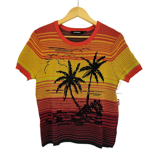 デシグアル Desigual パームツリー ニットTシャツ レディース import:L