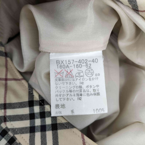 バーバリーロンドン BURBERRY LONDON ノバチェック レザーベルト サイドジップ プリーツ ミニ スカート レディース 160A