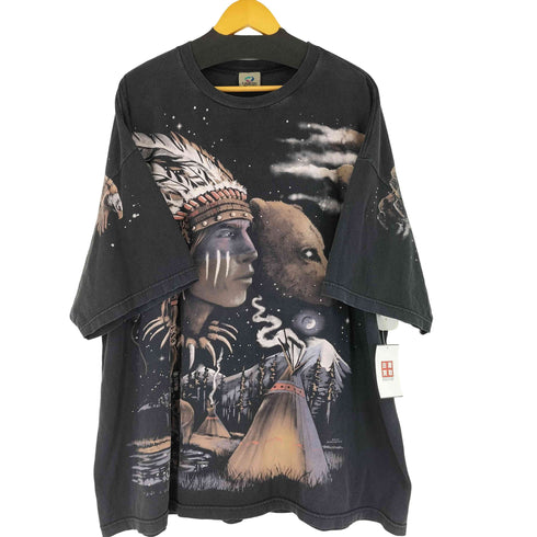 リキッドブルー LIQUID BLUE 90s インディアン 全面プリント S/S Tシャツ メンズ