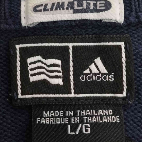 アディダス adidas CLIMALITE ロゴ刺繍 ボーダー コットン ニット メンズ import:L
