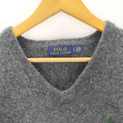ポロラルフローレン POLO RALPH LAUREN 緑ポニー vネック ウールニット メンズ JPN:L