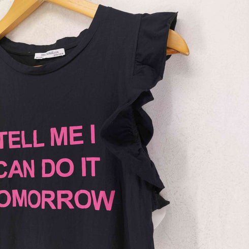 ザラ ZARA TELL ME I CAN DO IT TOMORROW フロントプリントノースリーブワンピース レディース JPN:S